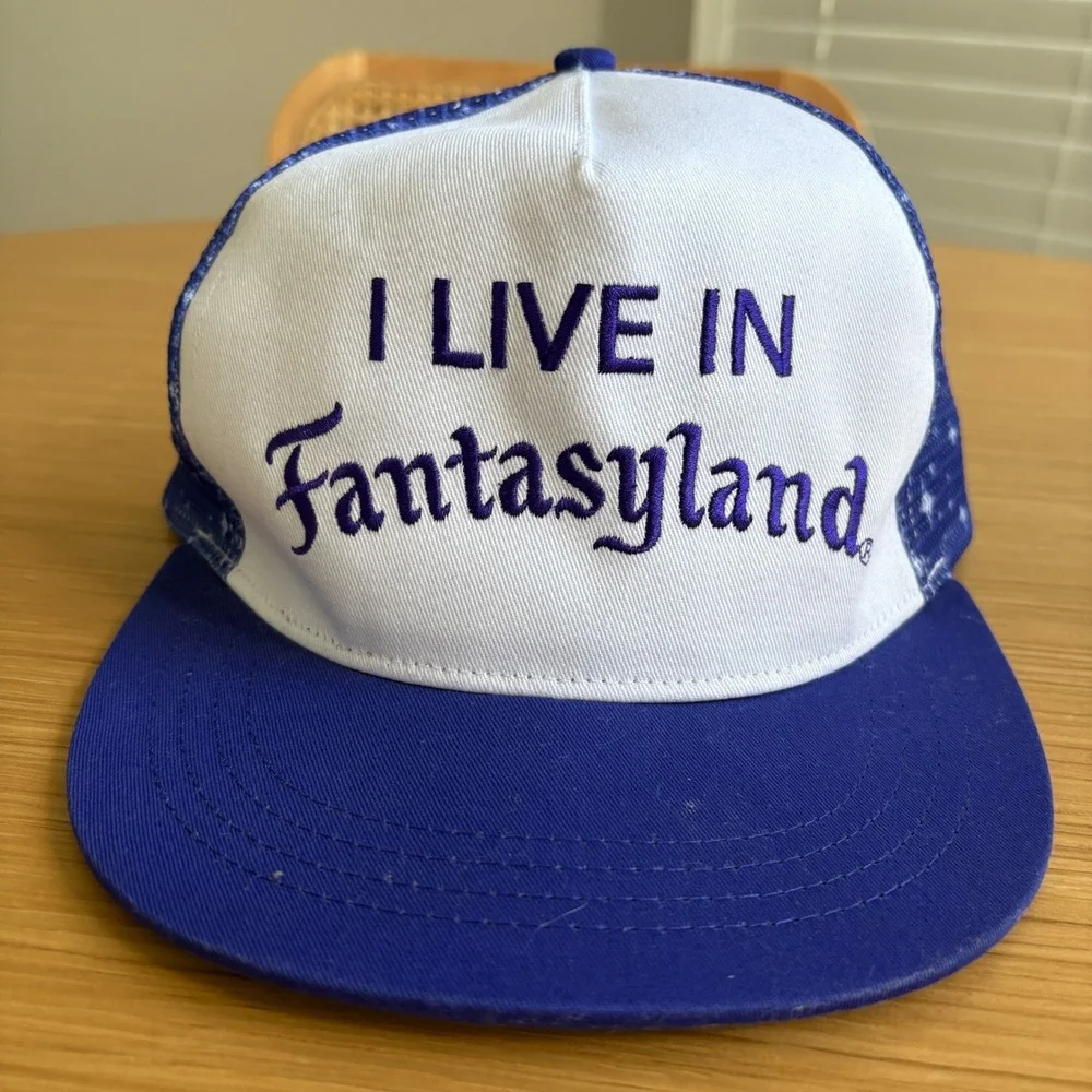 Disney Parks I Live In Fantasyland Trucker Hat Purple Star Mesh Snapback Cap WDW